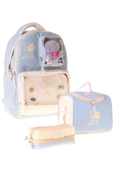 CalaCilo Turquoise Smile Printed Turquoise Girls' Triple Primary School Schoo...