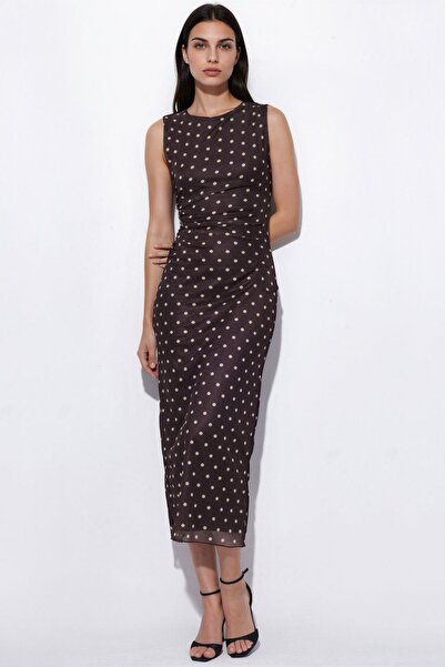 Hiccup Crew Neck Polka Dot Midi Tulle Dress