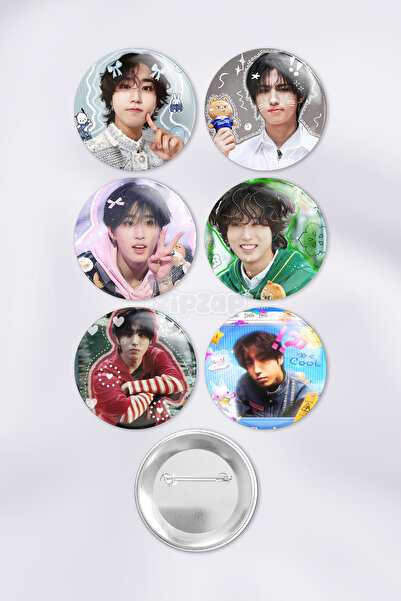 ZipZap Han Stray Kids KPOP Çanta Süsü Rozet İğneli Buton Rozet Seti (6 ADET)