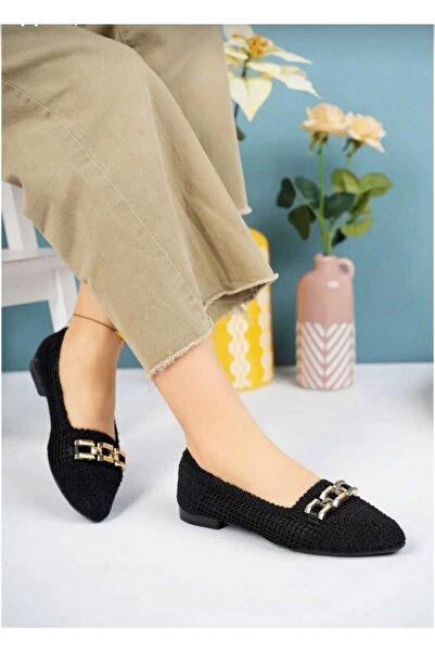 BYBERO Wicker Chain Strap Ballet Flats