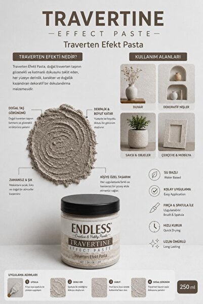 Endless Hobby Paint Traverten Efekt Pasta TP-04 Duman 250ml