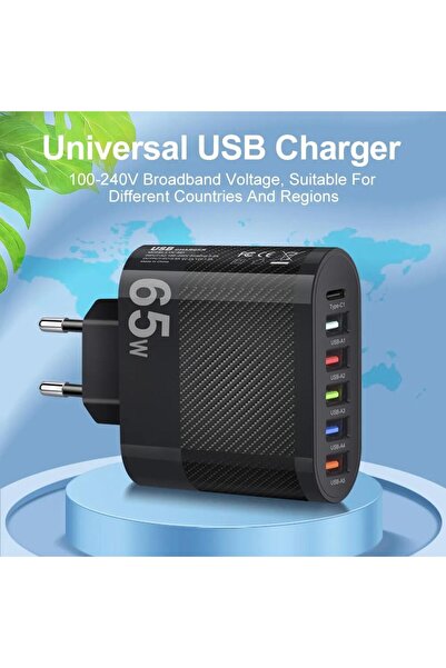 OEM Φορτιστής Κινητού 5 Θυρών USB 3.1A με PD & QC 3.0 – Γρήγορη Φόρτιση 65W γ...