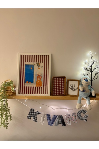 hibon Kişiye Özel Kumaş Harf Bebek İsim Banner 6 HARFLİ MAVİ KONSEPT- Elde Di...