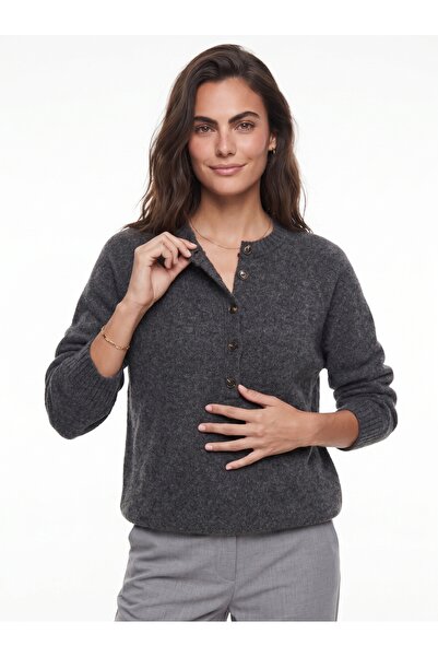 ONLOOX Anthracite Flexible Textured Raglan Sleeves Standard Fit Five-Button C...