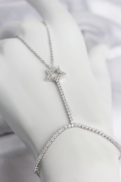 Clariss Silver Color Brass Zircon Stone Star Model Şahmeran