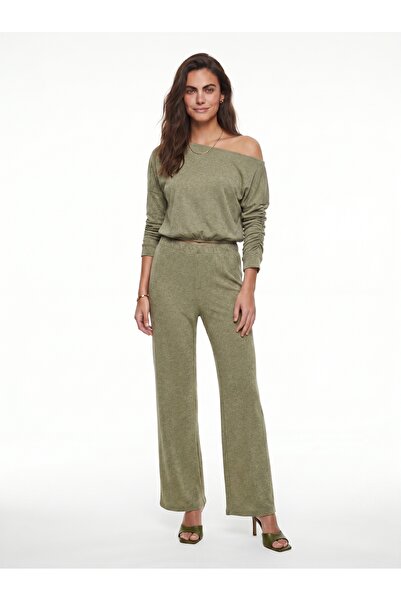 ONLOOX Green Cotton Lycra Boat Neck Loose Fit Elastic Waist Glittered Bottom ...