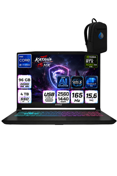 MSI Katana 15 Hx Intel Core I9 14900HX 96 GB DDR5 4 TB SSD Windows 11 Pro RTX...