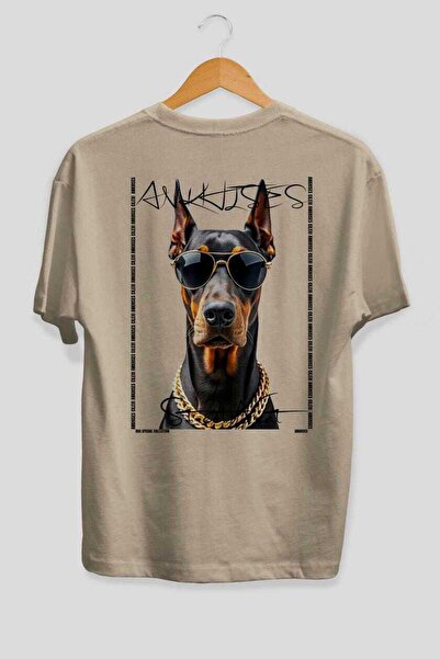 Ankhises Μπλουζάκι  "For Dog Lovers " με στάμπα 12 σκυλιών στην πλάτη, Μπεζ O...