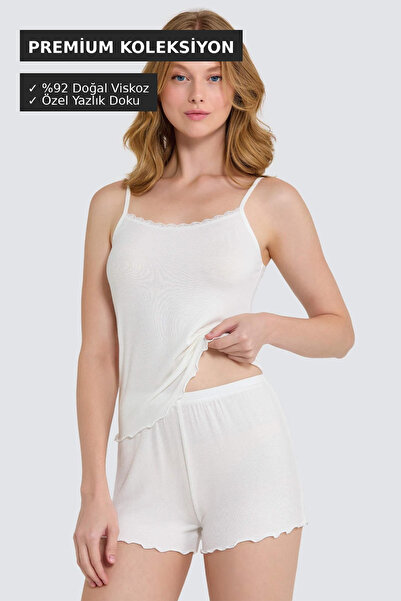 Sabase Women's Summer Thin Strap Viscose Shorts Set - Home Wear Set (92% Visc...