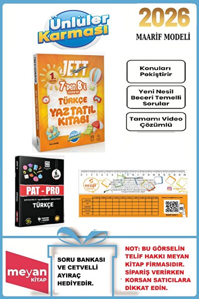 Ünlüler Karması JETT 7'DEN 8'E GEÇENLER İÇİN TÜRKÇE YAZ TATİL KİTABI...HEDİYELİ