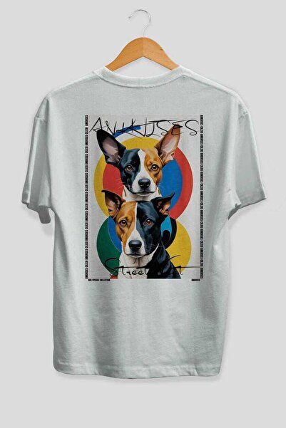 Ankhises For Dog Lovers 56 Back Dog Print White Oversize T-Shirt 100% Cotton ...
