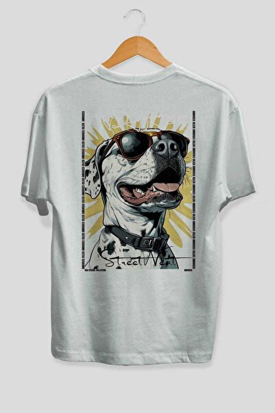 Ankhises For Dog Lovers 54 Back Dog Print White Oversize T-Shirt 100% Cotton ...