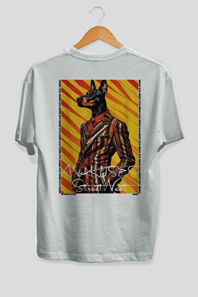 Ankhises For Dog Lovers 36 Back Dog Print White Oversize T-Shirt 100% Cotton ...
