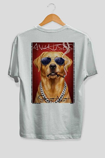 Ankhises For Dog Lovers 51 Back Dog Print White Oversize T-Shirt 100% Cotton ...