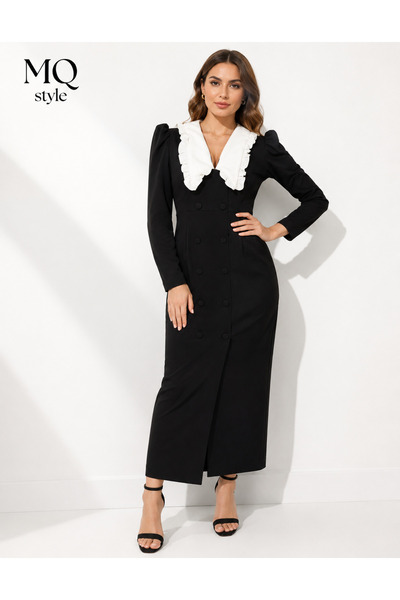 MQ Turkish Style Collection Wide Collar V-Neck Dress