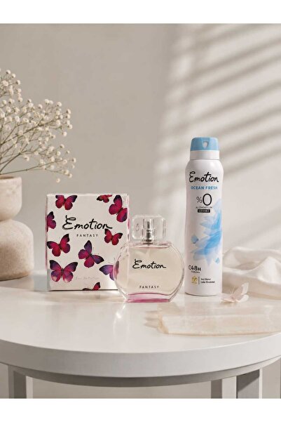 Emotion Fantasy EDT 50 ml Kadın Parfüm Seti (Parfüm Kutusu Koruma Bantlı)
