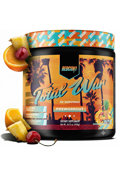 REDCON1 Total War Pre Workout Cali Splash 30 Servings Energy Focus Performanc...
