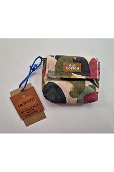 İndos Art Old Cotton Canvas Mini Cüzdan – Fermuarlı Bozuk Para Kesesi