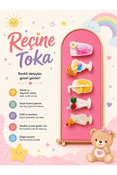 mdm style Set kopči od smole sa figurom za piće | Aksesoar za devojčice