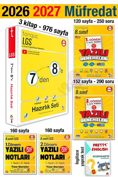 Tonguç Yayınları 7'den 8'e Hazırlık Seti 2026 Yaz Tatili 2027 8. Sınıf 1. 2. ...