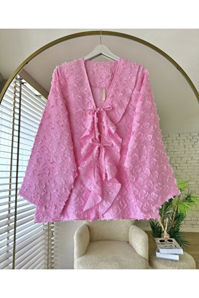 MODA VEDAT Ženski kimono sa volanima i resicama na prednjoj strani -0450