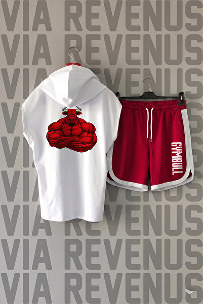 Vordevia Gym Bull Front and Back Printed Zero Sleeve Hooded Sports Tshirt and...