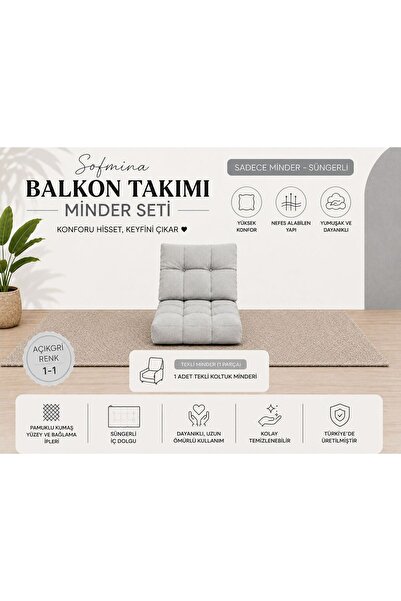 Sofmina Tekli Koltuk 1-1 Minderi Balkon Bahçe Teras Kafe Minderi