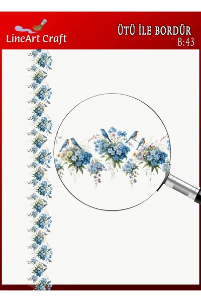 LİNEART Iron-On Border Rubon Transfer Printing Wood & Fabric Transfer No.:B43...