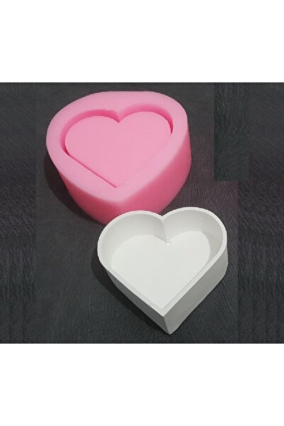 morlalem m Heart Flowerpot Candle Holder Silicone Mold K-843A, Polyester Ston...