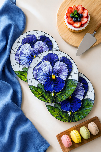 grandora Mor Çiçek Desenli (6 Adet 27 CM) Servis Tabağı, Modern Şık Kahvaltı ...