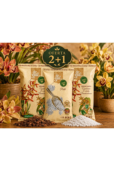 Dr Soil Set 2+1, Substrat Dr.Soil pentru Cymbidium si orhidee pseudobulboase ...
