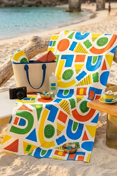 Haribo Geometric Patterned Colorful Cotton Beach Towel