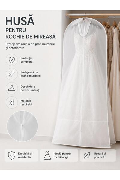 Saturn Husa rochie de mireasa 78×28×175 cm – material rezistent, protecție pe...