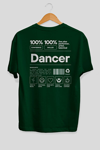 Ankhises Tricou verde cu imprimeu pe spate Dancer Oversize, 100% bumbac, îmbr...