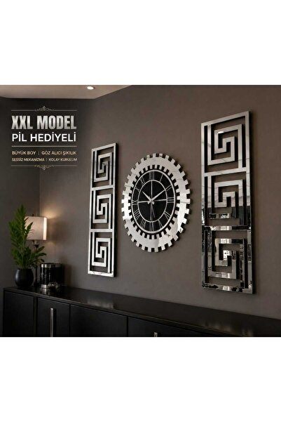 EYKA STORE XXL Avangart Dekoratif Duvar Saati Pleksi Aynalı Modern Duvar Deko...