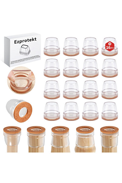 OEM Protectii picioare scaun Ø21-25mm cu pasla, set 16 buc, capace transparen...
