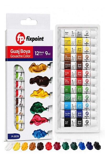Artlantis Guaj Boya 12 Renk 9 ml 1 Paket Fixpoint Guaj Boya Seti 12 li Ahşap ...