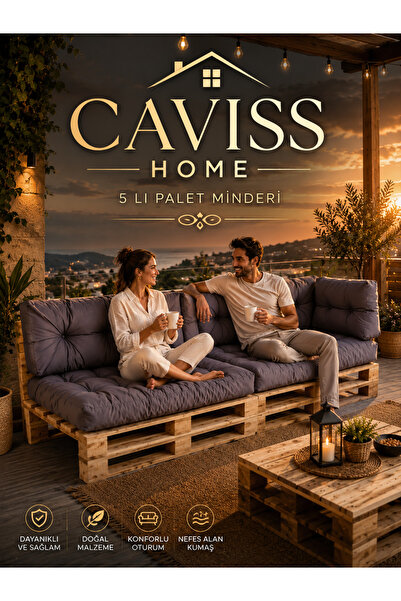 cavisshome Caviss Home Dış/iç Mekan 5 Li Palet Minderi Bahçe Minderi Seti Tak...