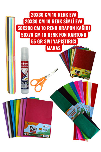 SEYFİKİRTASİYE 20X30 CM 10 RENK EVA 20X30 CM 10 RENK SİMLİ EVA 50X200 CM 10 R...