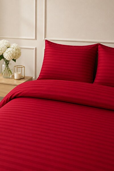 Anılsan Elif Satin Striped Double Set Buttoned Duvet Cover Quilt Cover 100% C...