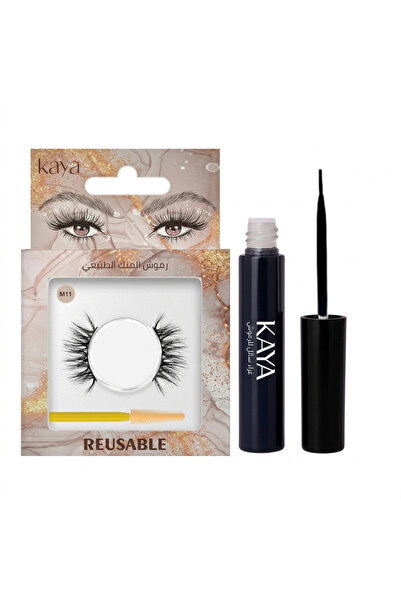 Kaya Black Fast Dry Eyelash Glue Set with 3D Natural Mink Eyelashes Volume St...