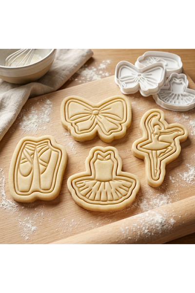 Lorvia Set of 4 Ballerina Cookie Molds – Ballet-Themed Sugar Paste Fondant an...