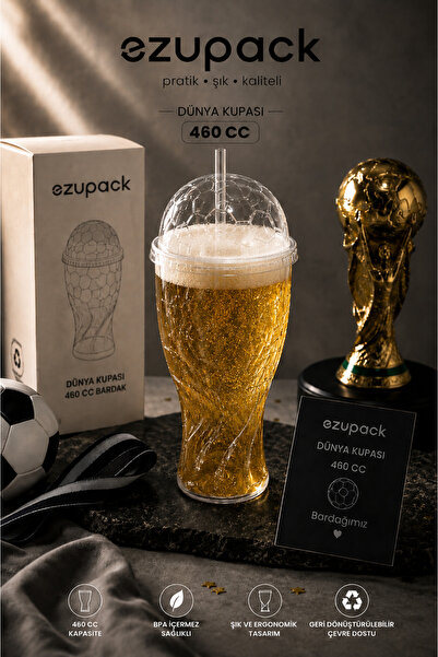 Ezupack 460 ML Sert Plastik Dünya Kupası Bardak Soğuk İçecek Bardağı Parti Da...
