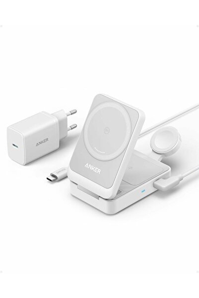 Anker MagGo Încărcător Wireless Magnetic Pliabil 3-în-1 15W Qi2 Alb