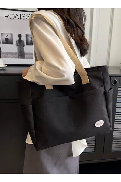 ROAISS Large Capacity Shoulder Bag Durable Macaron Color Scheme Smooth Zipper...