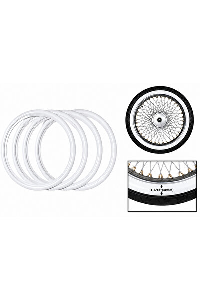 Omega 18 İnç Cg Motorsiklet Beyaz Yanak Görünümlü Lastik Aksesuarı 30 mm 4 Ad...