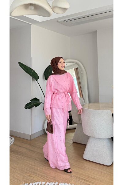 NİLNUR MODA طقم نسائي من مارسيلا بنمط البولكا دوت للموسم الجديد