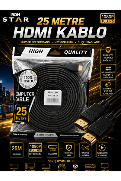 IRONSTAR HDMI kablo 25 metre / 25 metre HDMI kablosu / HDMI kablo 25M / Uzun ...