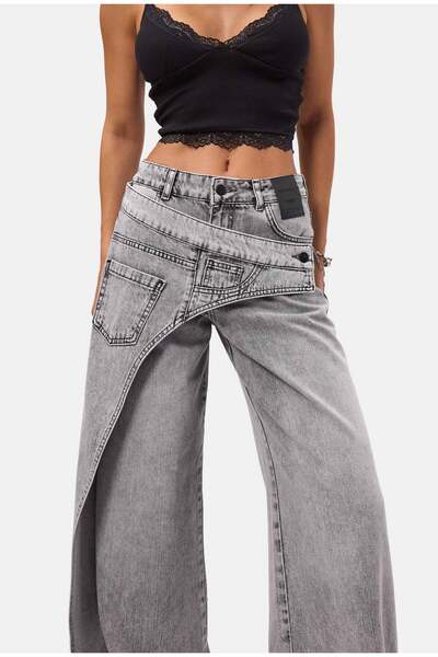 it's basic Women's Smoked Palazzo Fit Double Belt Detailed Special Design Den...