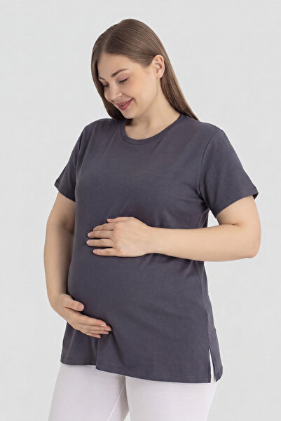 Arma Yıldız Tricou de maternitate cu mânecă scurtă din bumbac Lycra, antracit...